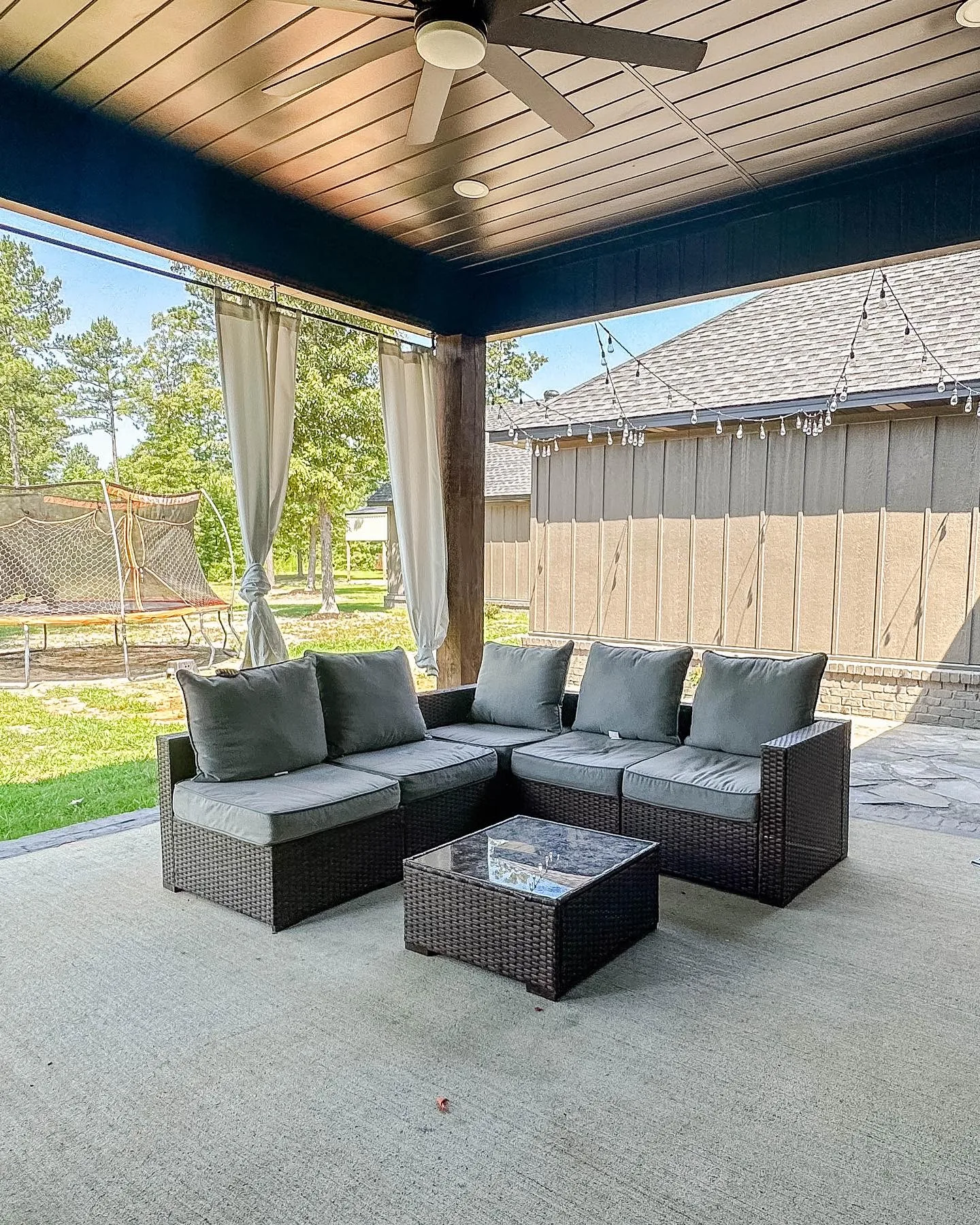 Outdoor deck with composite decking and pergola in Central Arkansas home